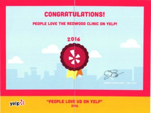 YELPLovesThe Redwood Clinic 2016